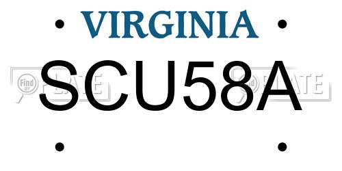 SCU58A Virginia License Plate