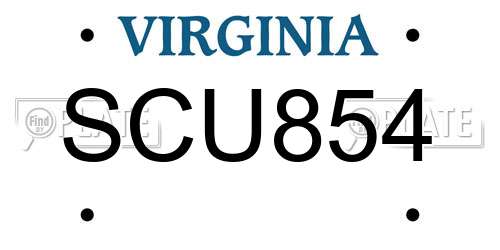 SCU854 Virginia License Plate