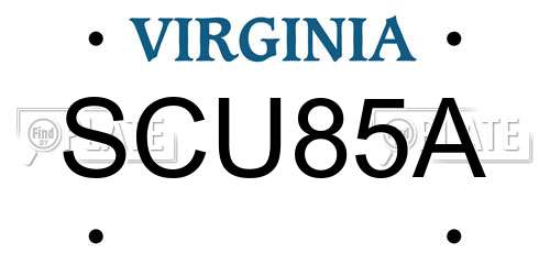 SCU85A Virginia License Plate