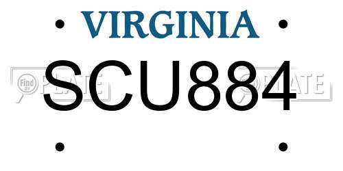 SCU884 Virginia License Plate