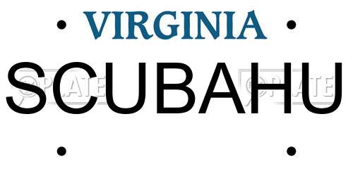 SCUBAHU Virginia License Plate