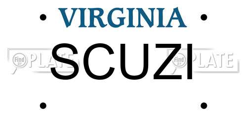 SCUZI Virginia License Plate