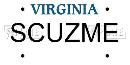SCUZME Virginia License Plate