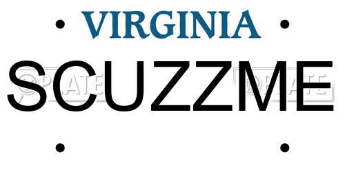SCUZZME Virginia License Plate