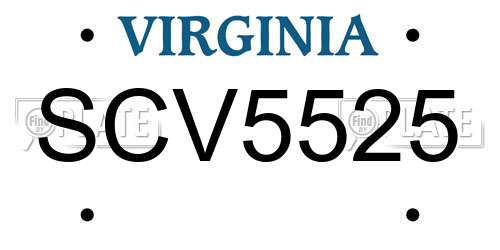 SCV5525 Virginia License Plate