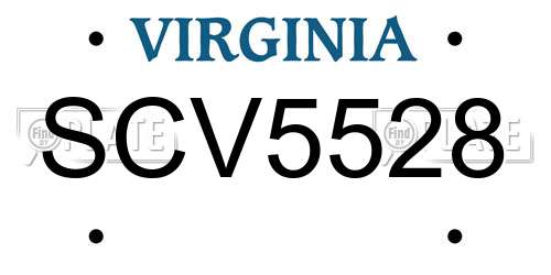 SCV5528 Virginia License Plate