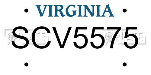 SCV5575 Virginia License Plate