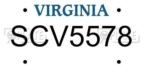 SCV5578 Virginia License Plate