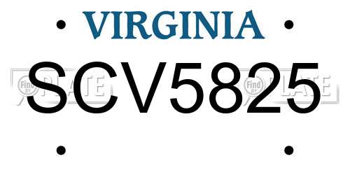 SCV5825 Virginia License Plate