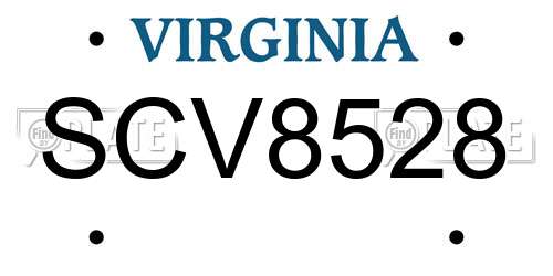SCV8528 Virginia License Plate