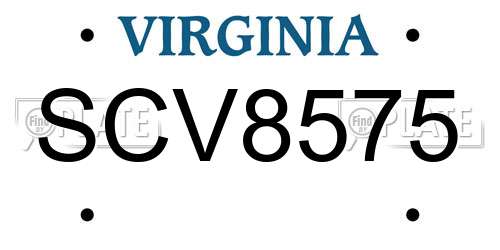 SCV8575 Virginia License Plate