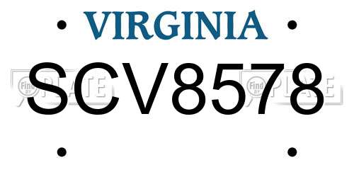 SCV8578 Virginia License Plate