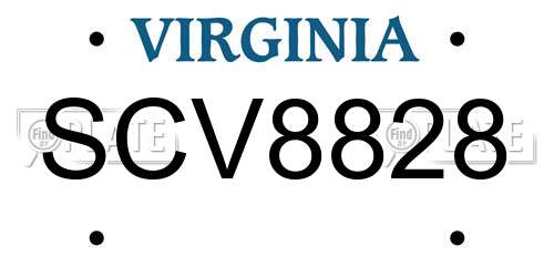 SCV8828 Virginia License Plate