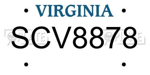 SCV8878 Virginia License Plate