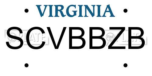 SCVBBZB Virginia License Plate