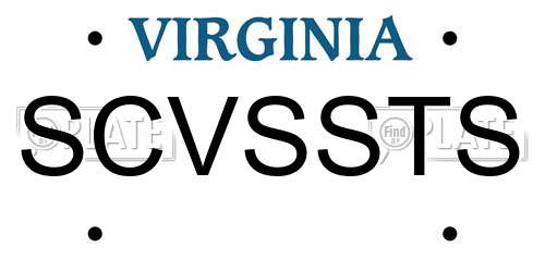 SCVSSTS Virginia License Plate