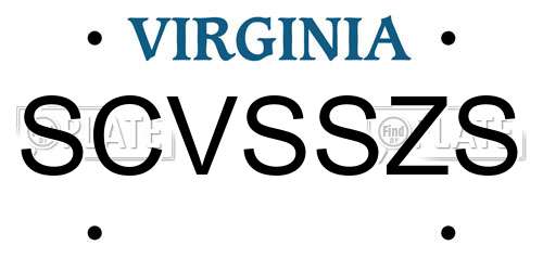 SCVSSZS Virginia License Plate