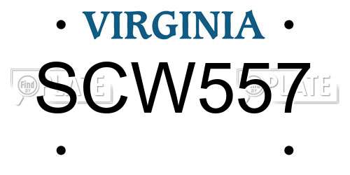 SCW557 Virginia License Plate