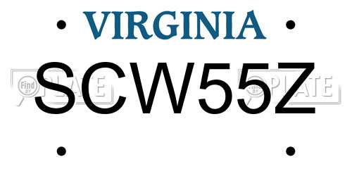 SCW55Z Virginia License Plate