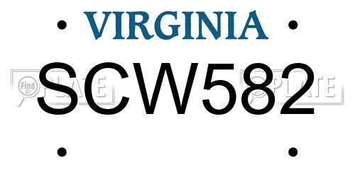 SCW582 Virginia License Plate
