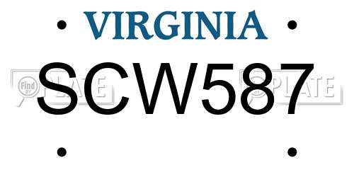 SCW587 Virginia License Plate