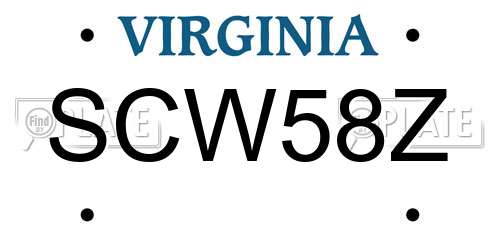 SCW58Z Virginia License Plate