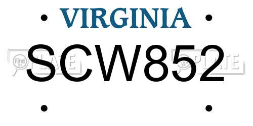 SCW852 Virginia License Plate