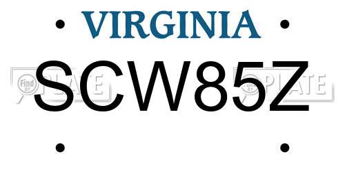SCW85Z Virginia License Plate