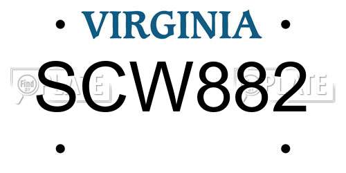 SCW882 Virginia License Plate