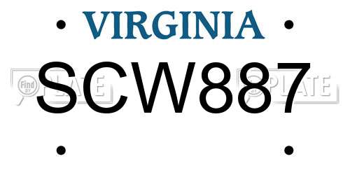 SCW887 Virginia License Plate