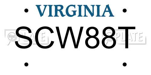 SCW88T Virginia License Plate