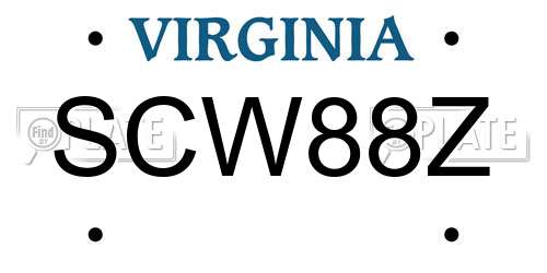 SCW88Z Virginia License Plate
