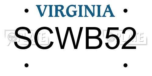 SCWB52 Virginia License Plate