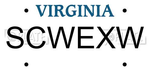 SCWEXW Virginia License Plate