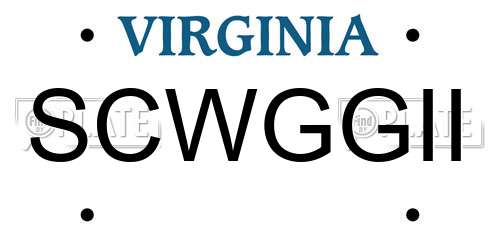 SCWGGII Virginia License Plate