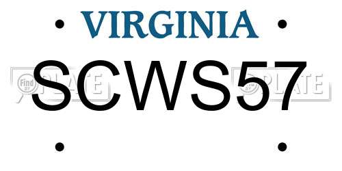 SCWS57 Virginia License Plate