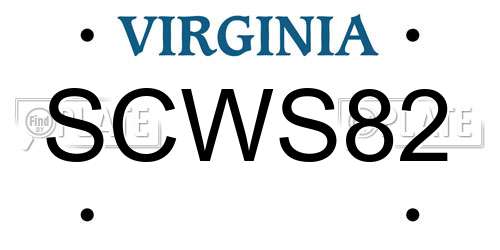 SCWS82 Virginia License Plate