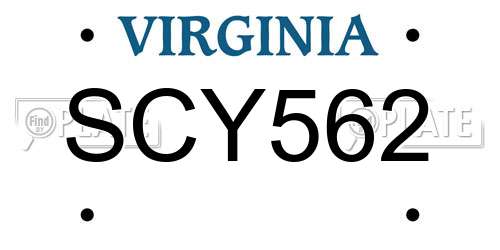 SCY562 Virginia License Plate