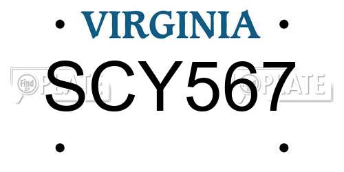 SCY567 Virginia License Plate
