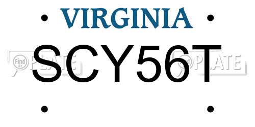SCY56T Virginia License Plate