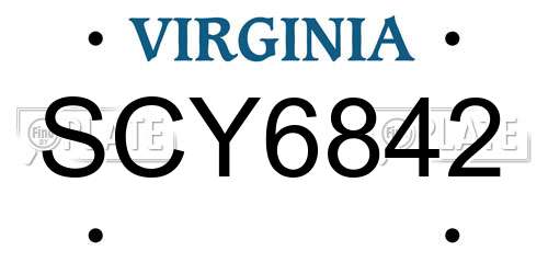 SCY6842 Virginia License Plate