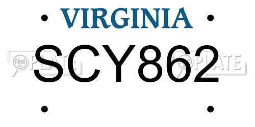 SCY862 Virginia License Plate