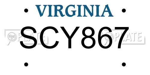 SCY867 Virginia License Plate