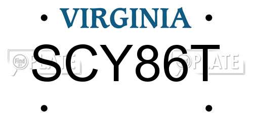 SCY86T Virginia License Plate