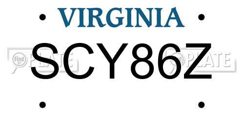 SCY86Z Virginia License Plate