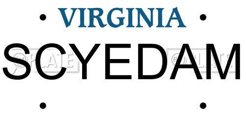 SCYEDAM Virginia License Plate