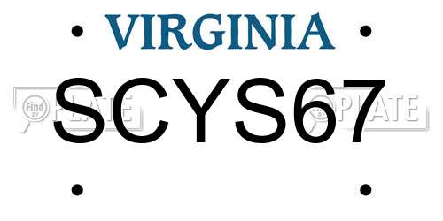 SCYS67 Virginia License Plate