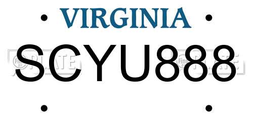SCYU888 Virginia License Plate