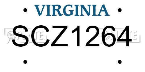 SCZ1264 Virginia License Plate