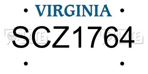 SCZ1764 Virginia License Plate